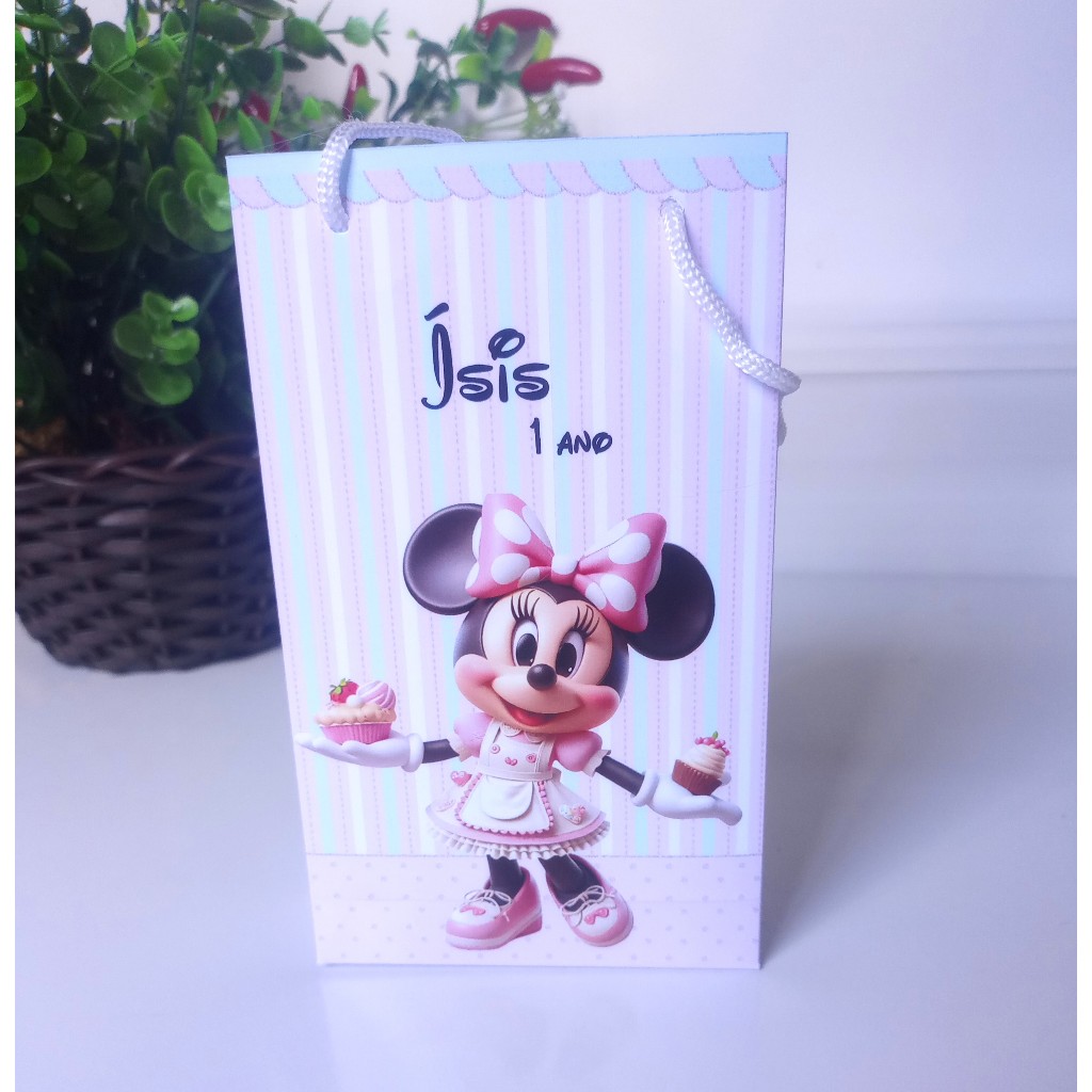 SACOLINHA PERSONALIZADA PARA LEMBRANCINHA DE ANIVERSÁRIO/FESTA - MINNIE CONFEITEIRA.