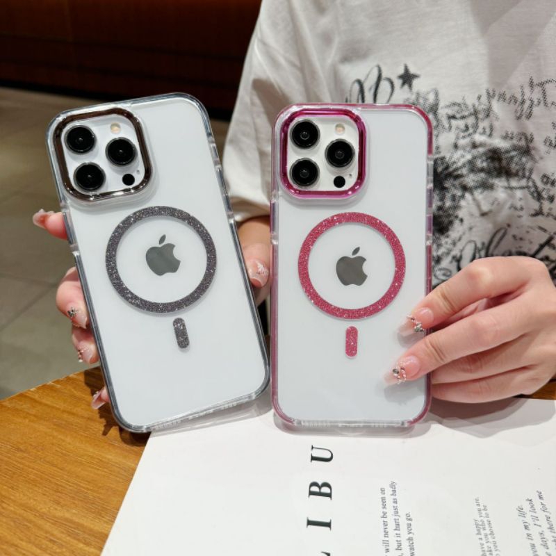 Capa com magsafe e glitter