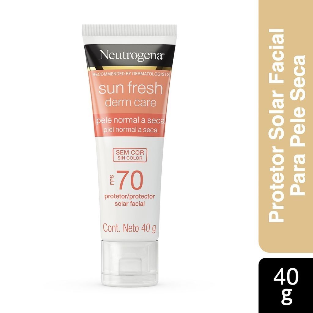 Protetor Solar Facial Neutrogena Sun Fresh Derm Care FPS 70 Sem Cor Pele Normal a Seca 40g