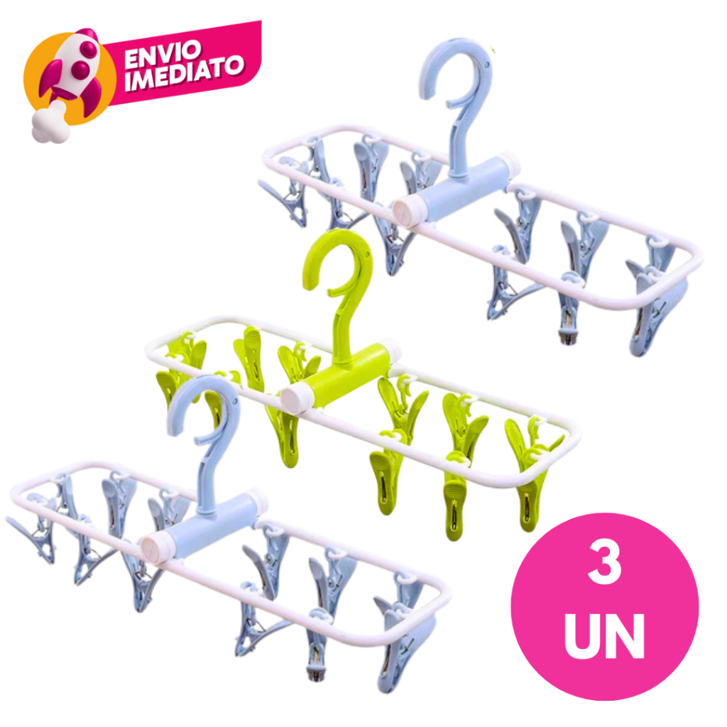 Varal Para Roupas Intimas Calcinha Cueca Meia Dobrável Com 12 Prendedores Kit C/02 ou 03 Un.