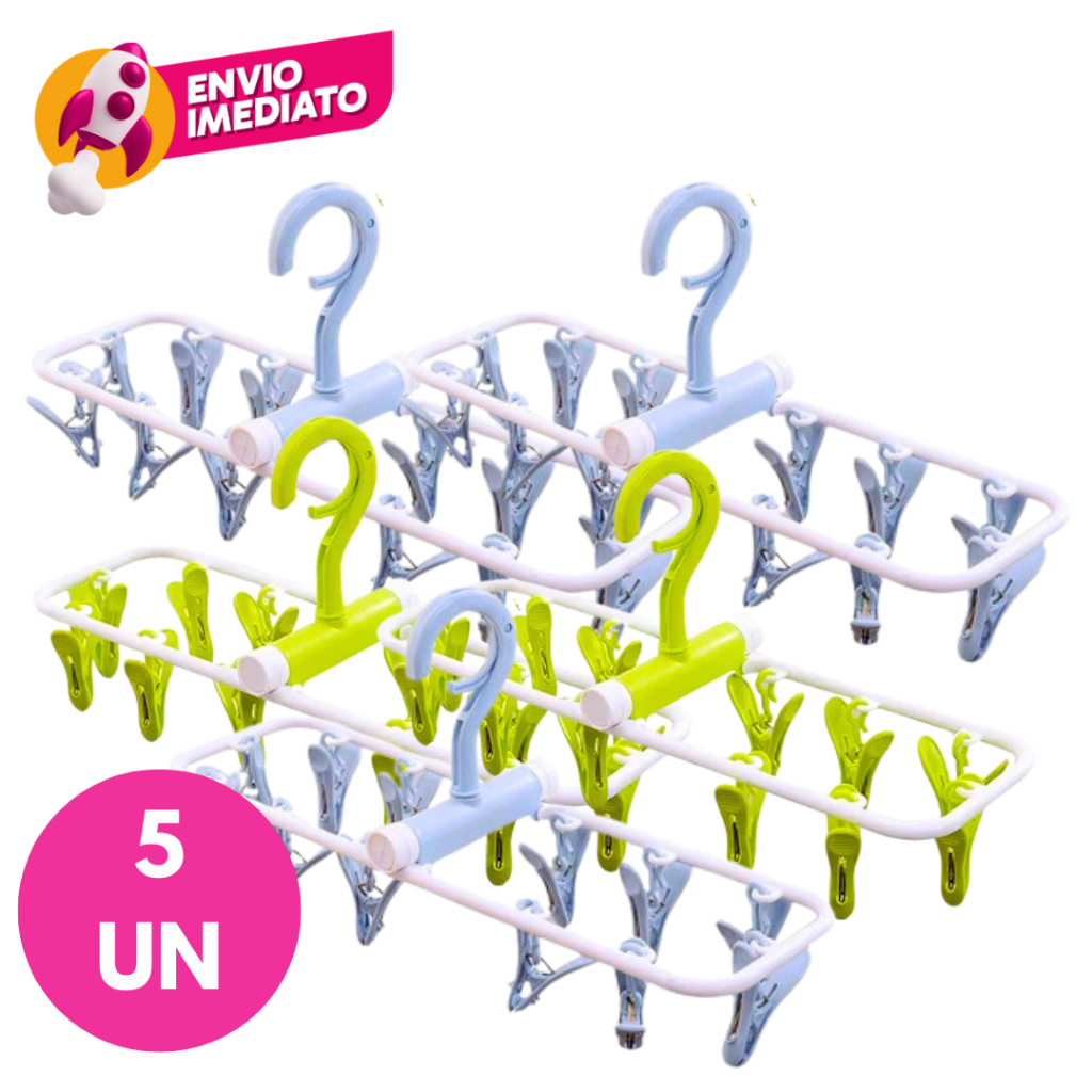 Varal Para Roupas Intimas Calcinha Cueca Meia Dobrável Com 12 Prendedores Kit C/05 Un.
