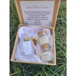 KIT NA CAIXINHA DE MADEIRA PADRINHOS, CASAMENTO, BATIZADO, ANIVERSÁRIO, CORPORATIVO, ENTRE OUTROS - PERSONALIZADO