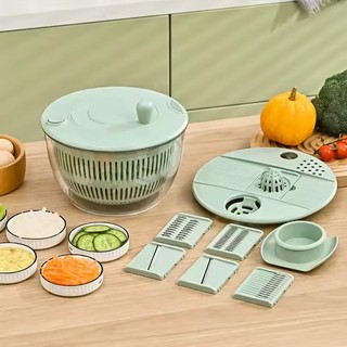 Secador de Salada Cortador Ralador Fatiador de Legumes Separador Corte Vegetal Frutas Multifuncional