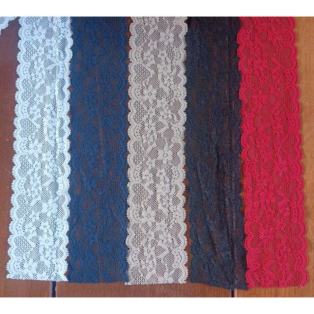 Renda estreita 5 e 6 cm poliamida e elastano para lingerie noite e detalhes de moda e artesanato