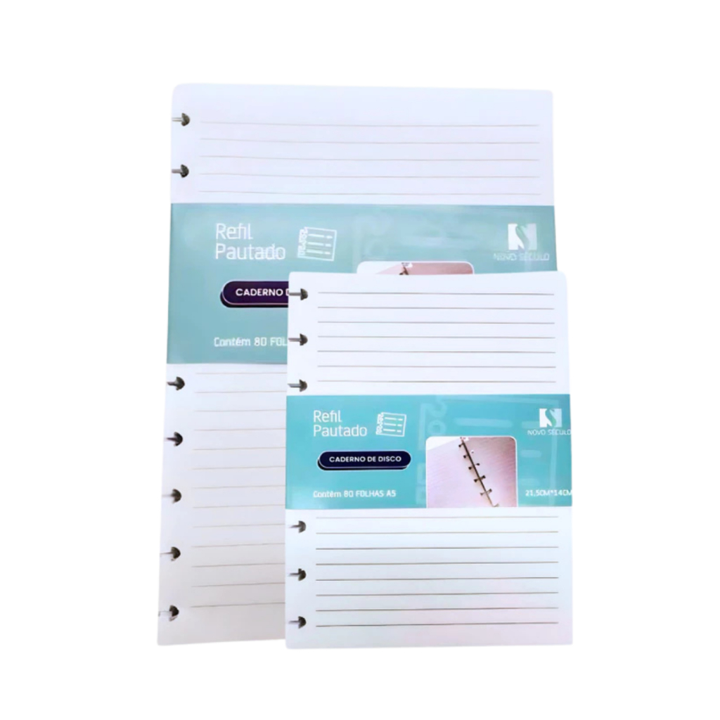 Refil de Folhas Caderno de Disco Inteligente B5 A4 e A5 com 12 10 ou 8 Furos folhas Pautadas em Oferta na Shopee