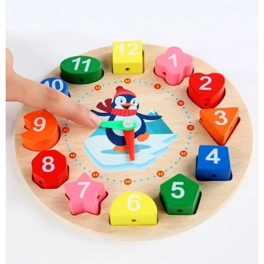 Quebra Cabeça Relógio Pedagógico Brinquedo Infantil Encaixe em Madeira Relógio Educativo em MDF