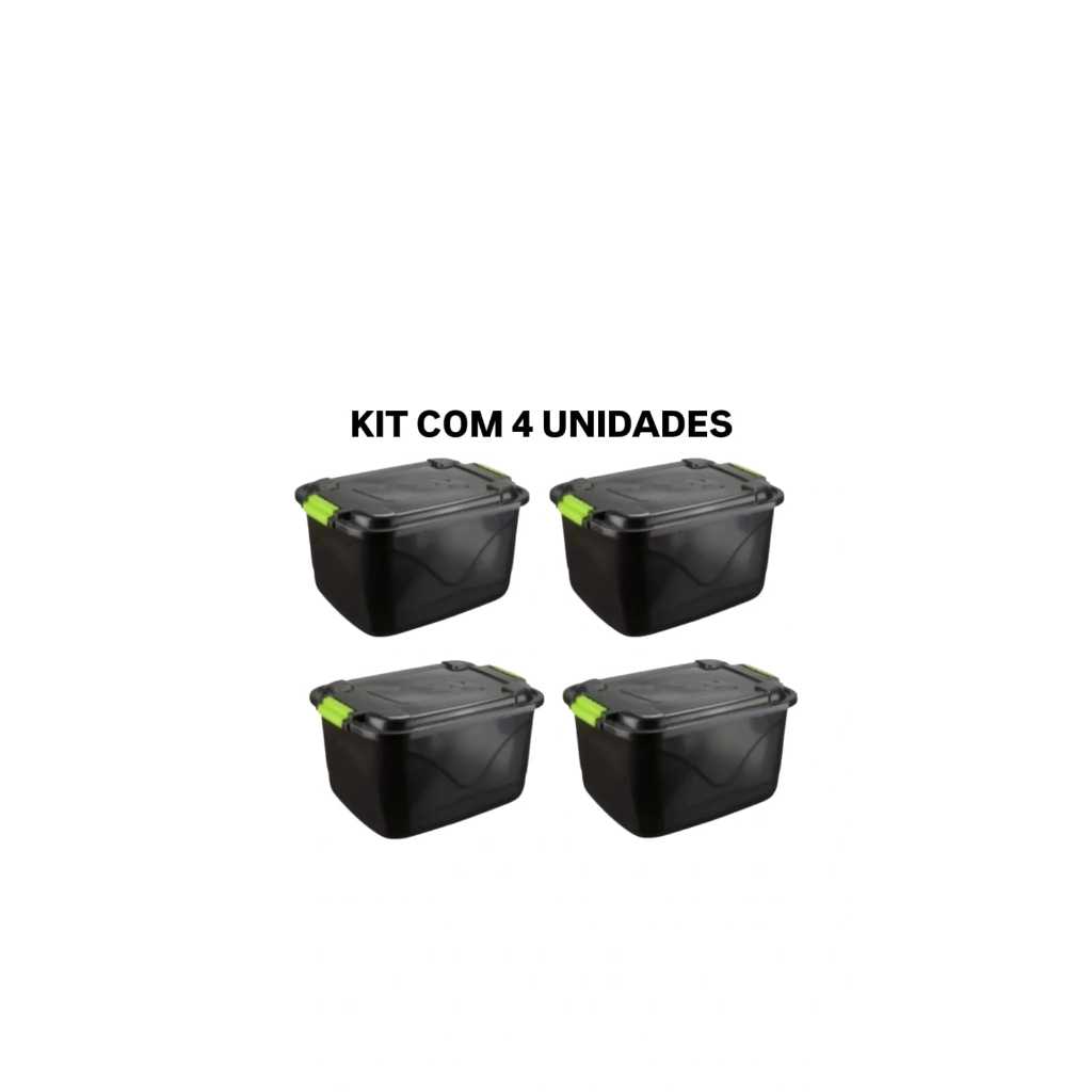 Kit 4 Caixa Organizadora 30 Litros Grande C/Tampa e Trava Cesto para Brinquedos e Multiuso
