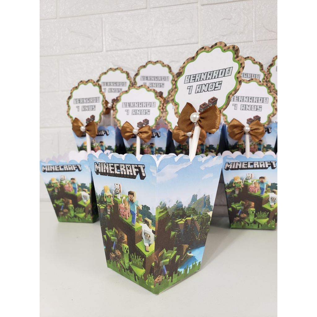5 Unid centro de mesa cachepot personalizado enfeite decoração de mesa menino tema minecraft aniversário festa infantil