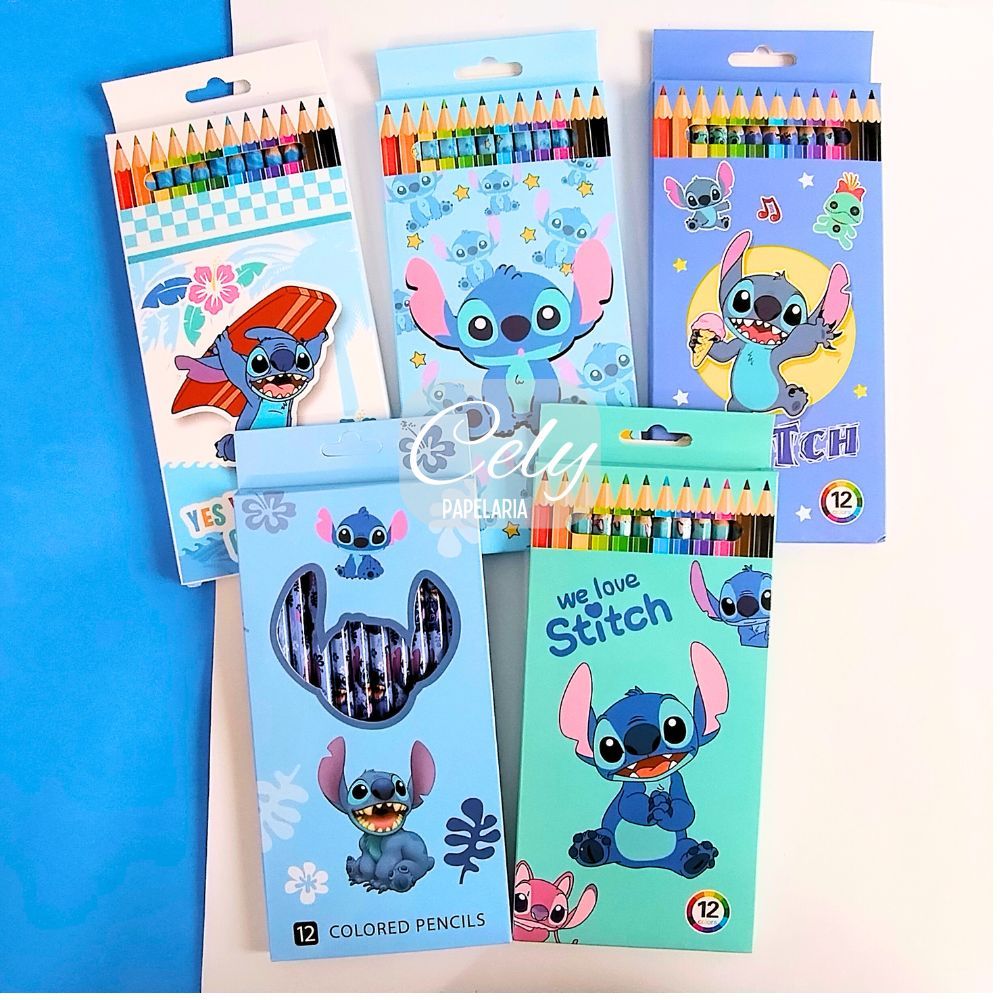 Lápis De Cor Stitch 12 cores - Lilo & Stitch / Disney em Oferta na Shopee