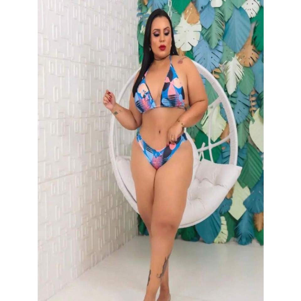 Biquini kit 3 pecas triquini short Cortininha Bojo Verão 2025 Oferta Estampa Plus Size camiseta vestido blogueira