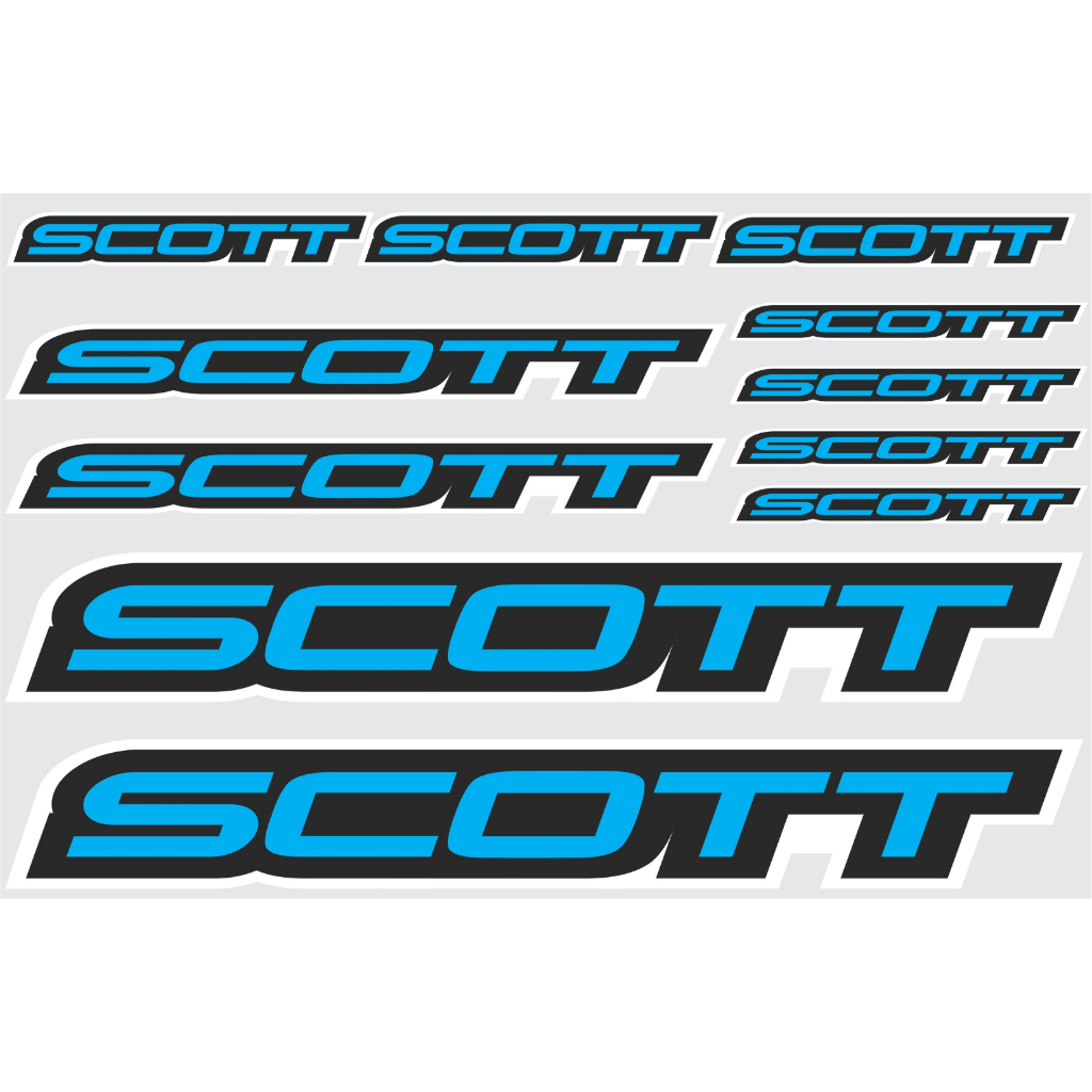 Kit com 11 Adesivos para Quadro de Bicicleta Mountain Bike Compatível Scott em Vinil Azul