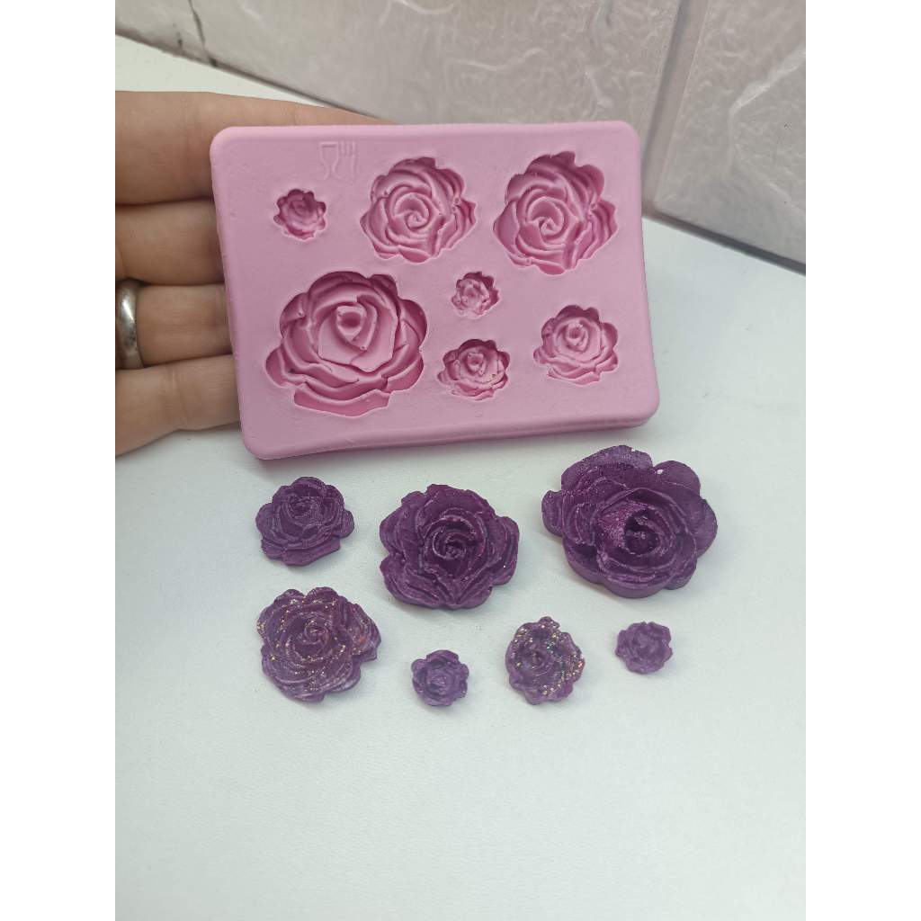 Molde de Silicone Para Biscuit  Aplique Rosas