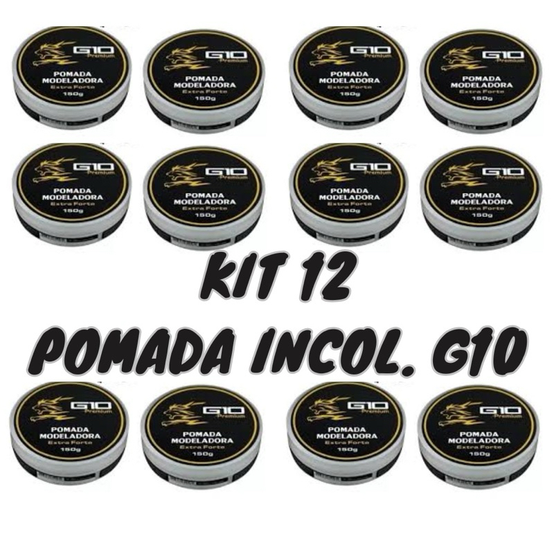 Kit 12 pomadas modeladoras g10 - Pomada modeladora brilh - Pomada modeladora incolor