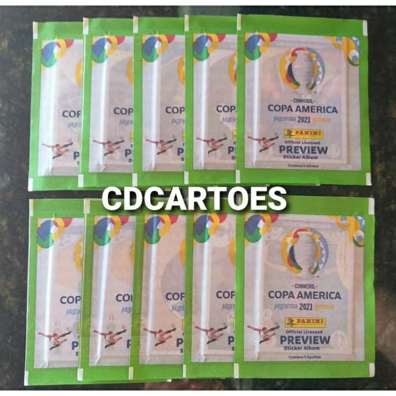 10 Envelopes de Figurinhas - Lacrados - Copa América Preview - Argentina e Colômbia - 2021 - Panini