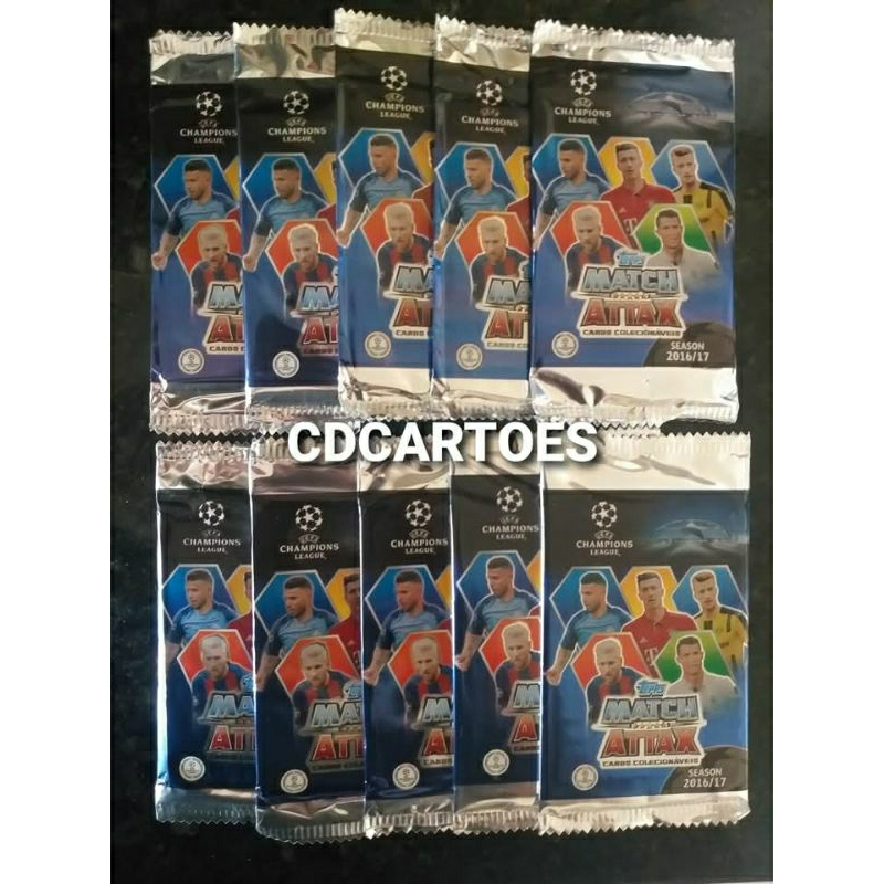 10 Envelopes de Cards - Lacrados - Coleção Álbum UEFA Champions League 2016-2017 - Match Attax - Topps