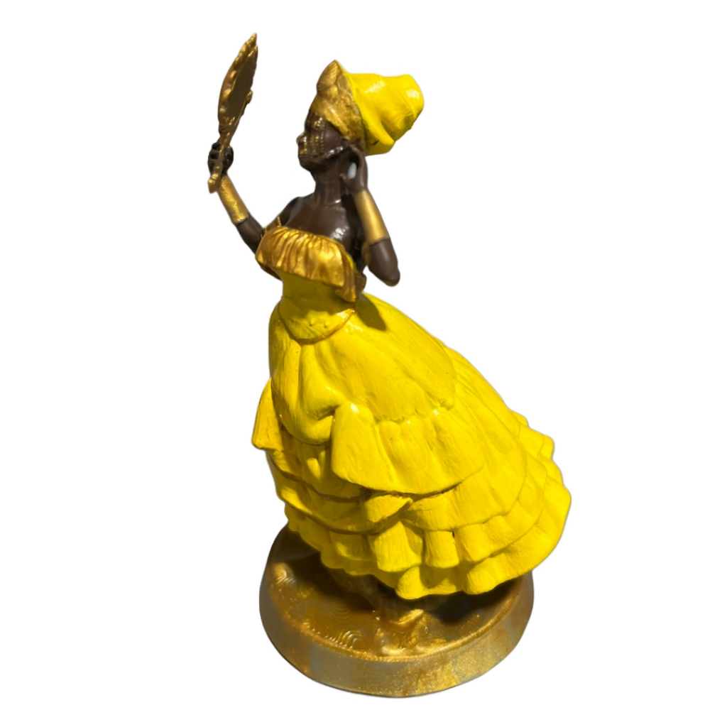 Oxum Orixá de 10cm Resina – Imagem africana com Saia e espelho Umbanda Candomblé