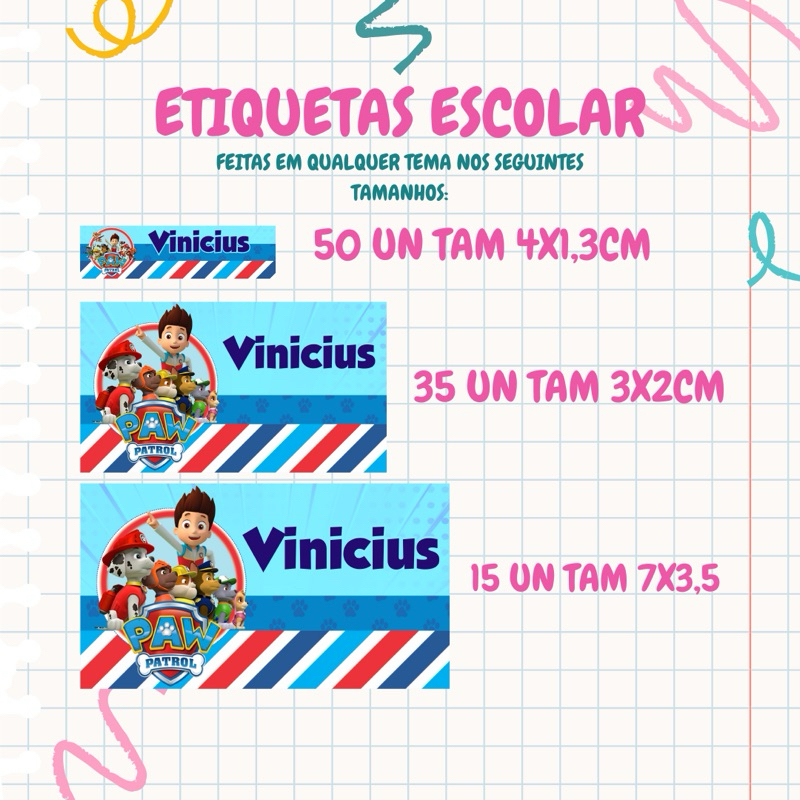 Etiqueta Escolar Personalizada em Qualquer Tema Etiquetas Escolares Envio Rápido Etiqueta Personalizada Etiquetas