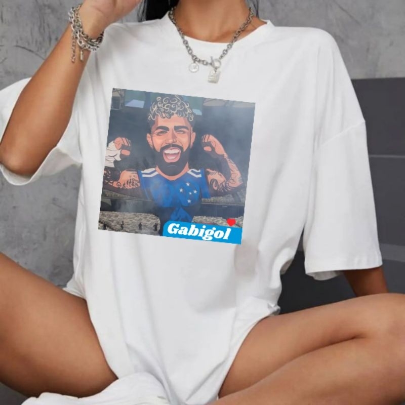 Camiseta masculina e feminina Algodão Premium, com estampa em homenagem ao Gabigol no cruzeiro