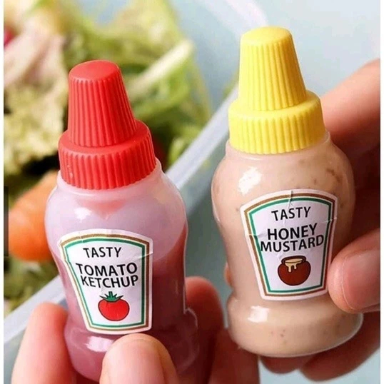 Kit com 4 Mini Bisnaga Porta Ketchup Mostarda Molho Salada Marmita Lancheira Divertida em Oferta na Shopee