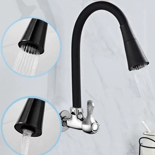 Torneira Semi Curvada FlexíVel Da Cozinha, Pia De Parede Preta, Cone Duplo Do Bocal em Oferta na Shopee