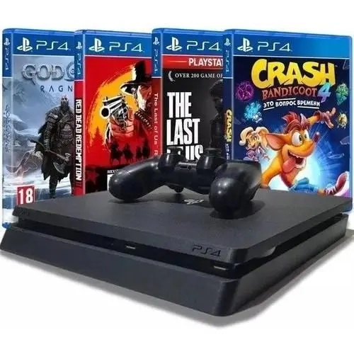 Console playstation 4 500gb + 1 Controle + 50 Jogos