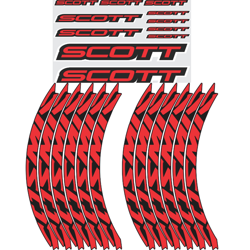 Kit Adesivo Completo para Quadro e Roda Bicicleta Compatível Scott e Aro Cosmic em Vinil Vermelho
