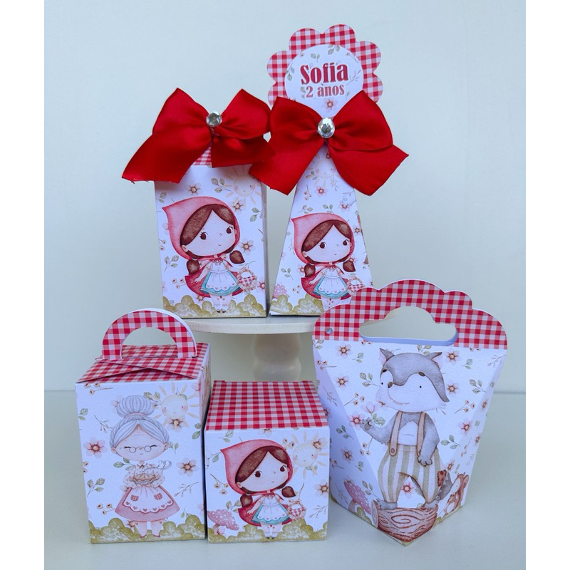 Kit Personalizados Chapeuzinho Vermelho Pegue e Monte Lembrancinha Caixinha (Informar Nome e Idade no Chat)