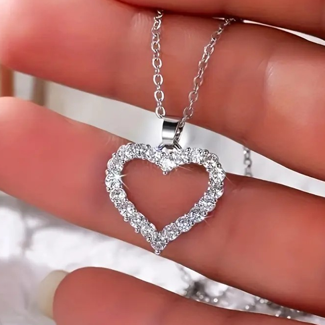 Colar Coração Brilhante Strass Pingente Y2k Kawaii Fofo Aesthetic Corrente Aço Inoxidável Presente em Oferta na Shopee