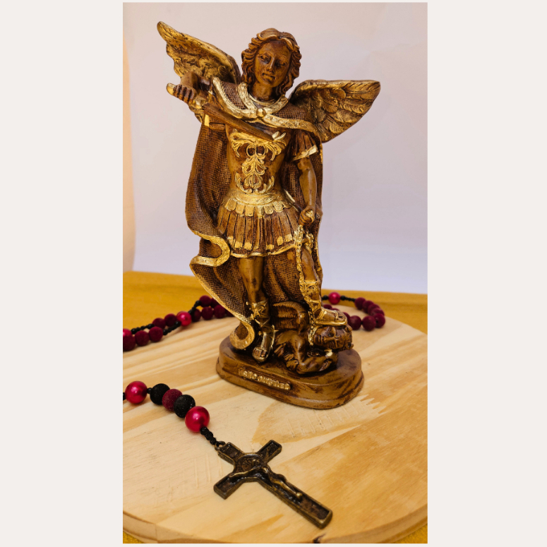 Imagem São Miguel Arcanjo Grande Estatueta 23 Cm Decorativa Devoção Proteção Catolica