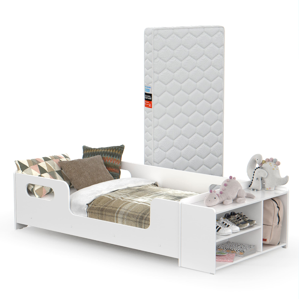 Cama Infantil Aconchego Com Colchão E Sapateira