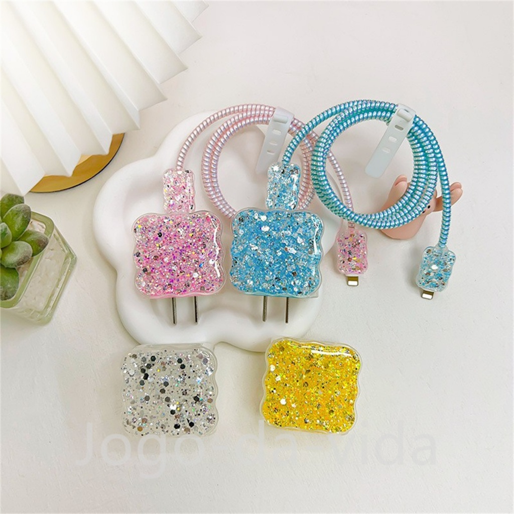 Capa Protetora De Carregador iPhone fonte USB-C Com brilho Acessório Cabo De Silicone em Oferta na Shopee