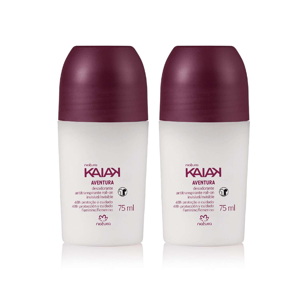 Kit 02 Desodorantes Antitranspirantes Roll-On Natura Kaiak Aventura Feminino