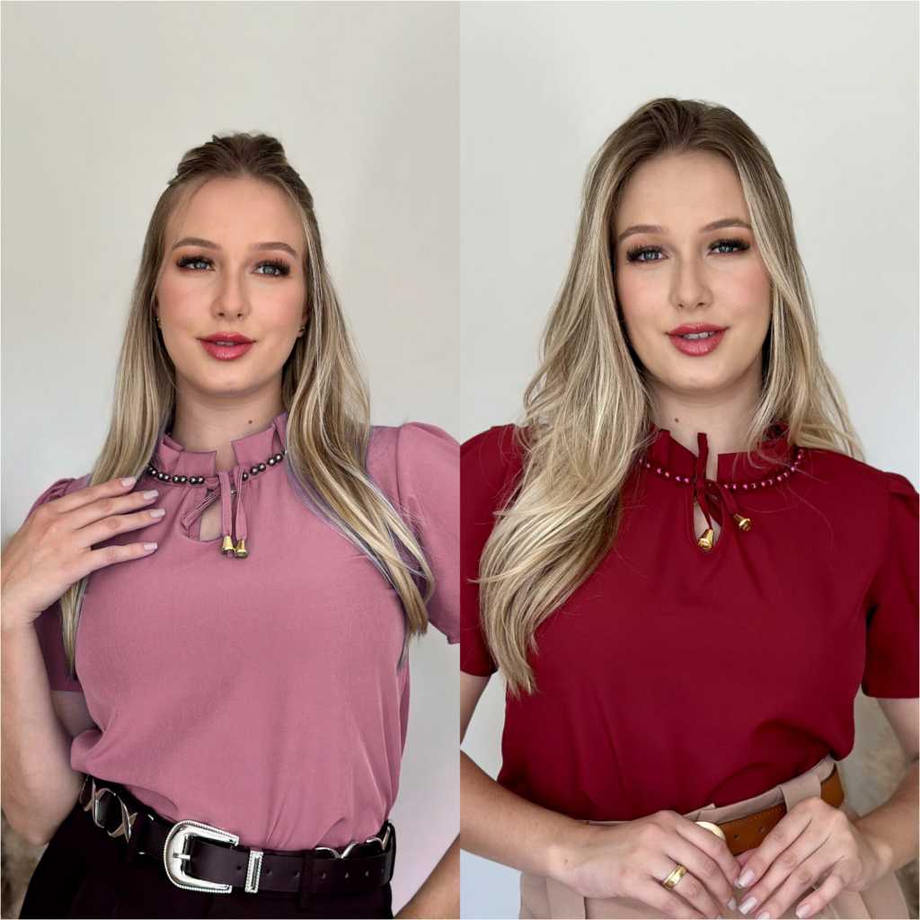 Kit/combo 2 blusas moda evangélica feminina  P ao G3 plus size manga curta social trabalho em Oferta na Shopee