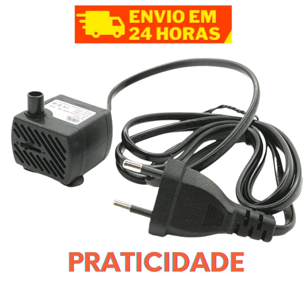Bomba Submersa Bombinha Motor Para Aquário Fonte Água Bebedouro Pet Bivolt Bomba aquário 1,2m Cabo