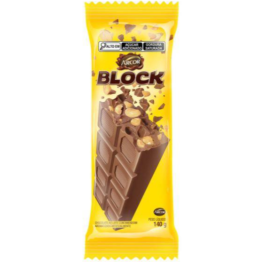 Kit Com 2 Ou 4 unidades Chocolate Tablete Block Amendoin 140G - ARCOR em Oferta na Shopee