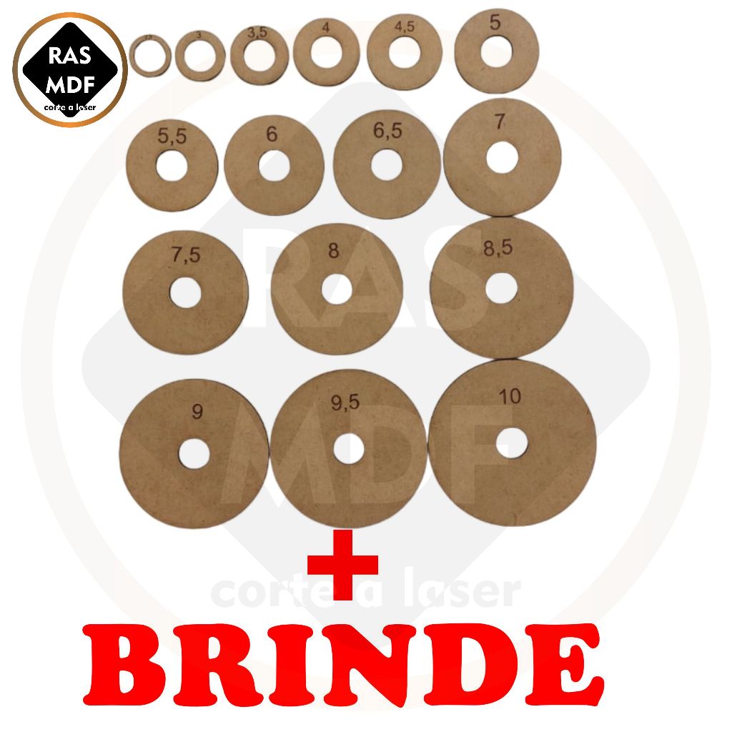 Kit com 16 Gabaritos de MDF (2,5cm a 10cm) para Cortes Precisos de Adesivos e Tags + Brinde ORIGINAL
