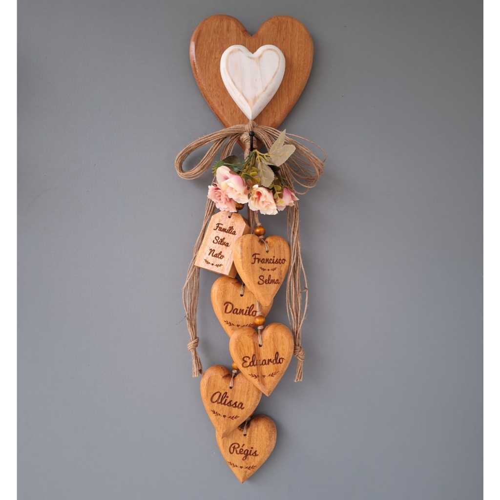 PENCA DE CORAÇÃO PERSONALIZAVEL + GANCHEIRA 20CM