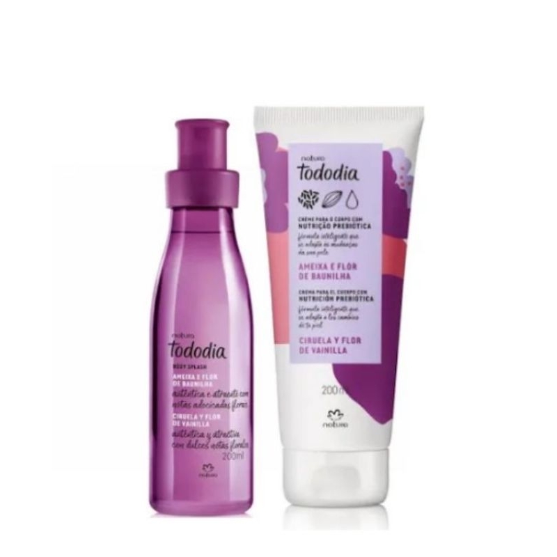 Ameixa e Flor de Baunilha - Kit - Hidratante Corporal - 200 ml + Body Splash - 200 ml - Tododia - Natura
