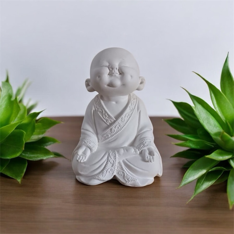 Buda Sorridente Covinha Escultura Gesso Cru  Budismo Estatueta 20cm em Oferta na Shopee