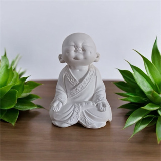 Buda Sorridente Covinha Escultura Gesso Cru  Budismo Estatueta 20cm em Oferta na Shopee