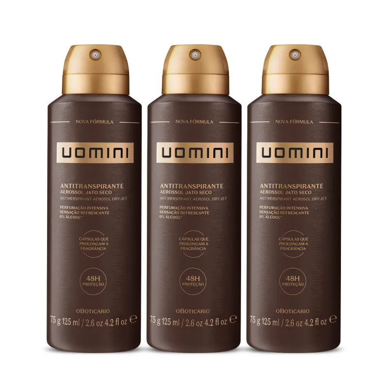 Combo Uomini: Desodorante Antitranspirante Aerossol 3x125ml cada