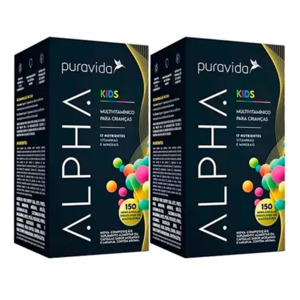 2x Alpha Kids Multivitamínico 150 Mini Cápsulas Pura Vida
