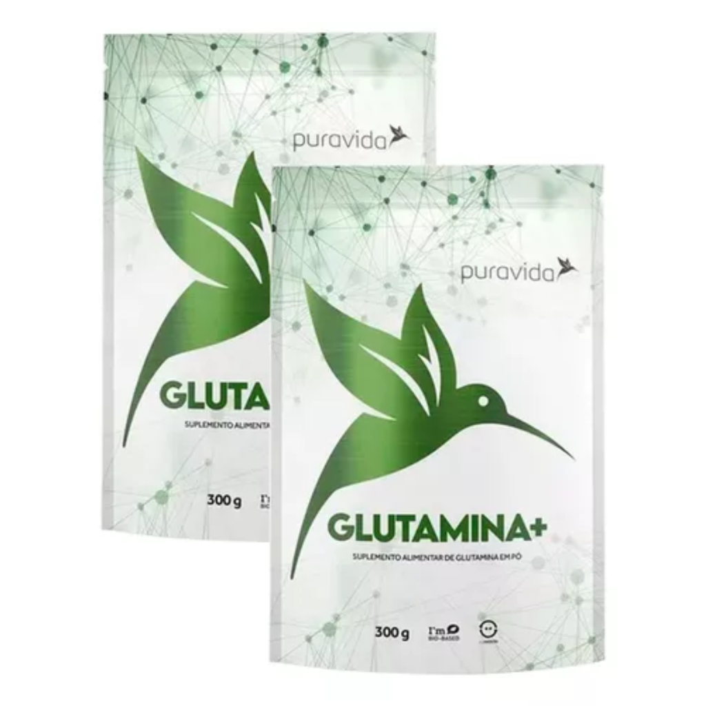2x L- Glutamina Premium Vegan 300g Sabor Neutro - Pura Vida