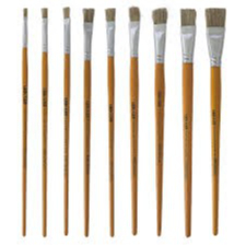 Kit 3 Pincel Escolar Chato Ref: 815 Cabo Longo Nº 0, 2, 4, 6, 8, 10, 12, 14, 16, 18, 20, 22, 24 Kit com 3 unidades