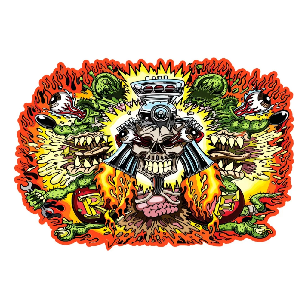 2 Adesivos Rat Fink Retrô Vintage Fusca Hoodride Rat Look Laranja G