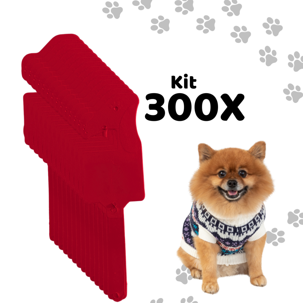 Conjunto 300 Cabides Vermelho Pet Shop Cachorro Gato Loja
