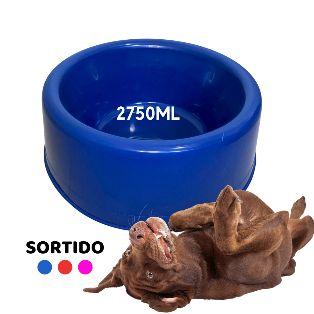 Comedouro Pote Extra Grande Para Cachorro Pet Nº5 Sortido 2750Ml