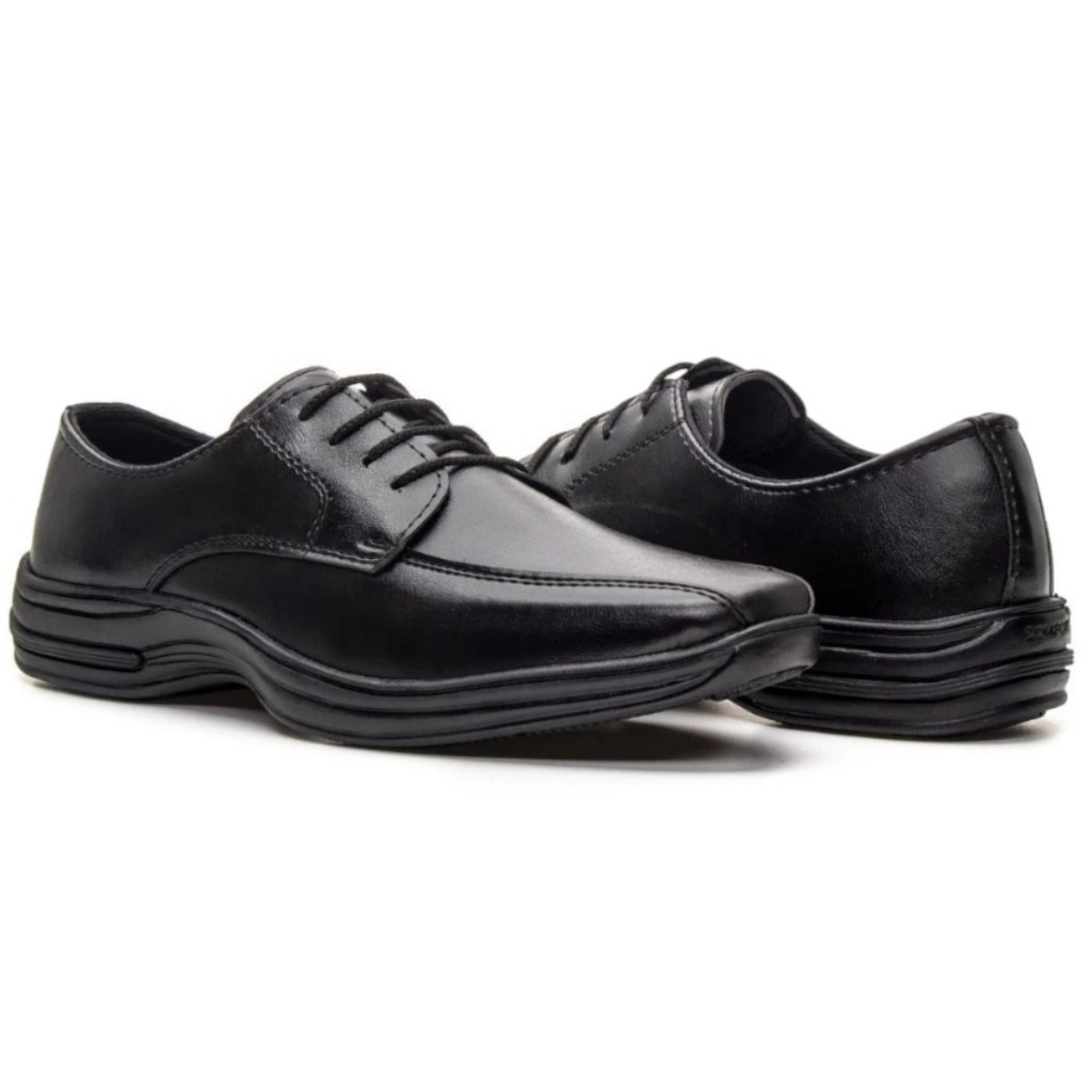 Kit Sapato Social Masculino Casual Bico Quadrado Confort + Cinto+ Carteira + Relogio