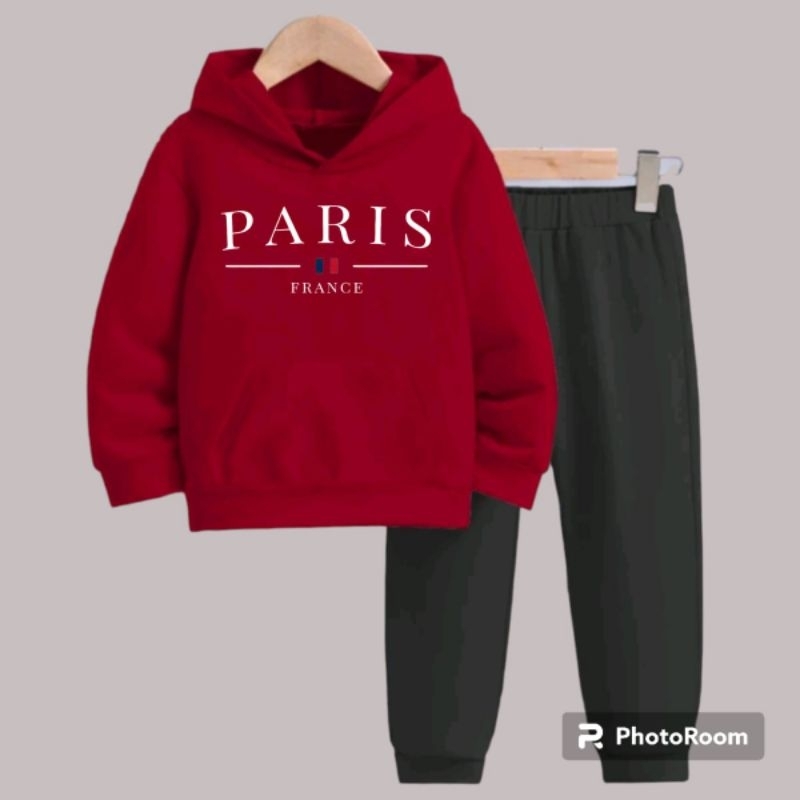 Conjunto Moletom infantil Estampado Paris modelo Canguru 100% algodão