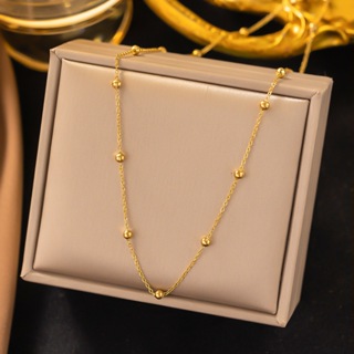 Colar pequeno redondo de aço titânio 18K com temperamento simples e personalidade para mulheres em Oferta na Shopee
